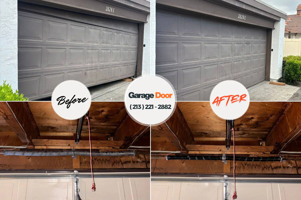 Before and after: garage door repair Creswell, OR